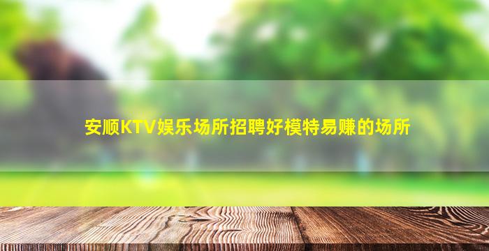 安顺KTV娱乐场所招聘好模特易赚的场所